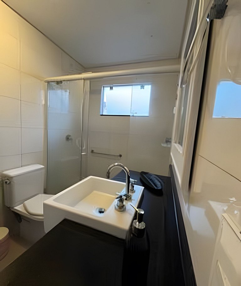 Apartamento no térreo com vista para a piscina