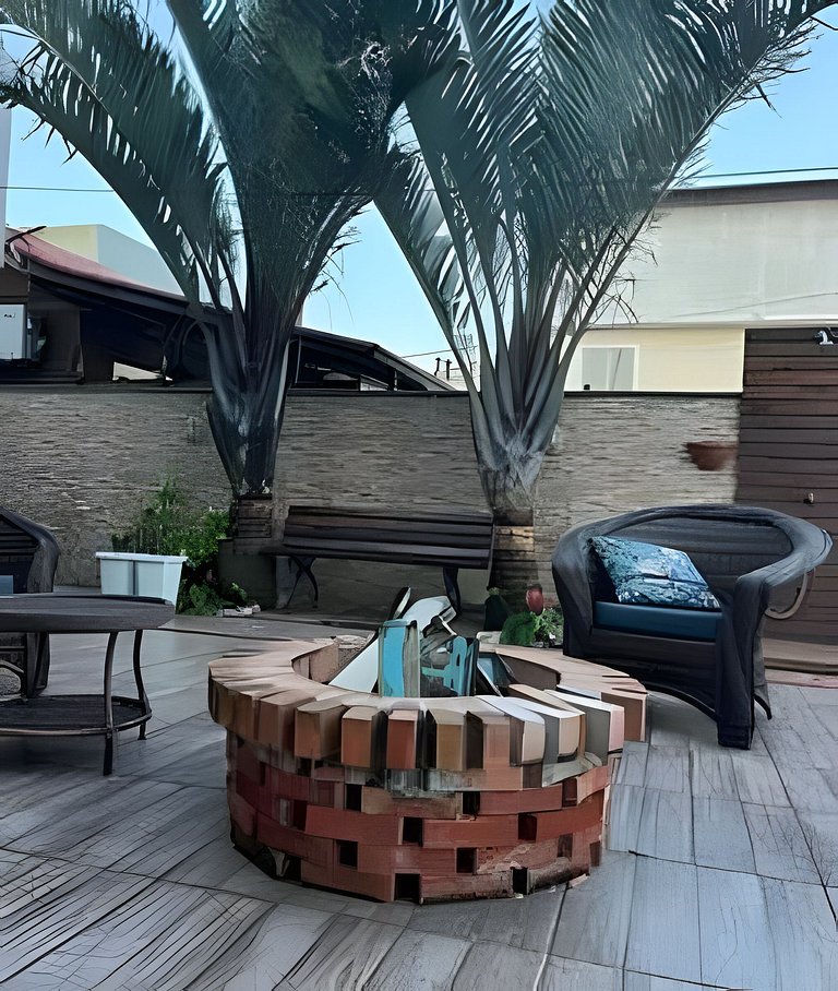 Apartamento no térreo com vista para a piscina